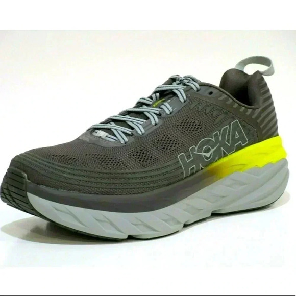 Hoka One One Bondi 6 Grey & Yellow Sneakers - Picture 1 of 9
